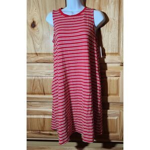 Time and Tru Red Striped Dress – Women’s Medium (8–10), New with Tags